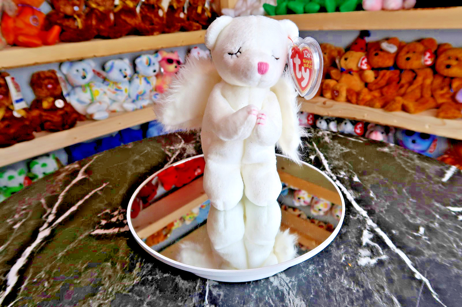 TY Beanie Baby - Blessed The Angel Bear | Tush Tag Wear | Vintage | Rare