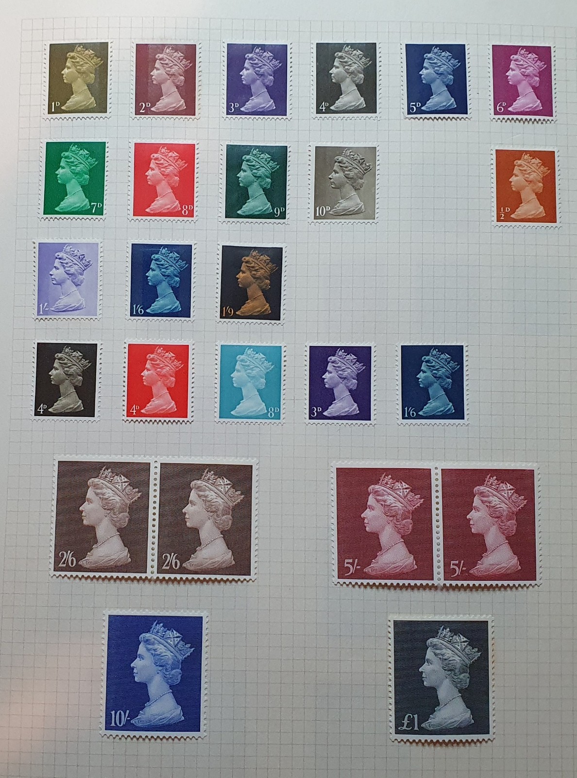 GB 1967-69 QEII PRE-DECIMAL MACHIN DEFINITIVE SET + HIGH VALUES M/M MINT #3442