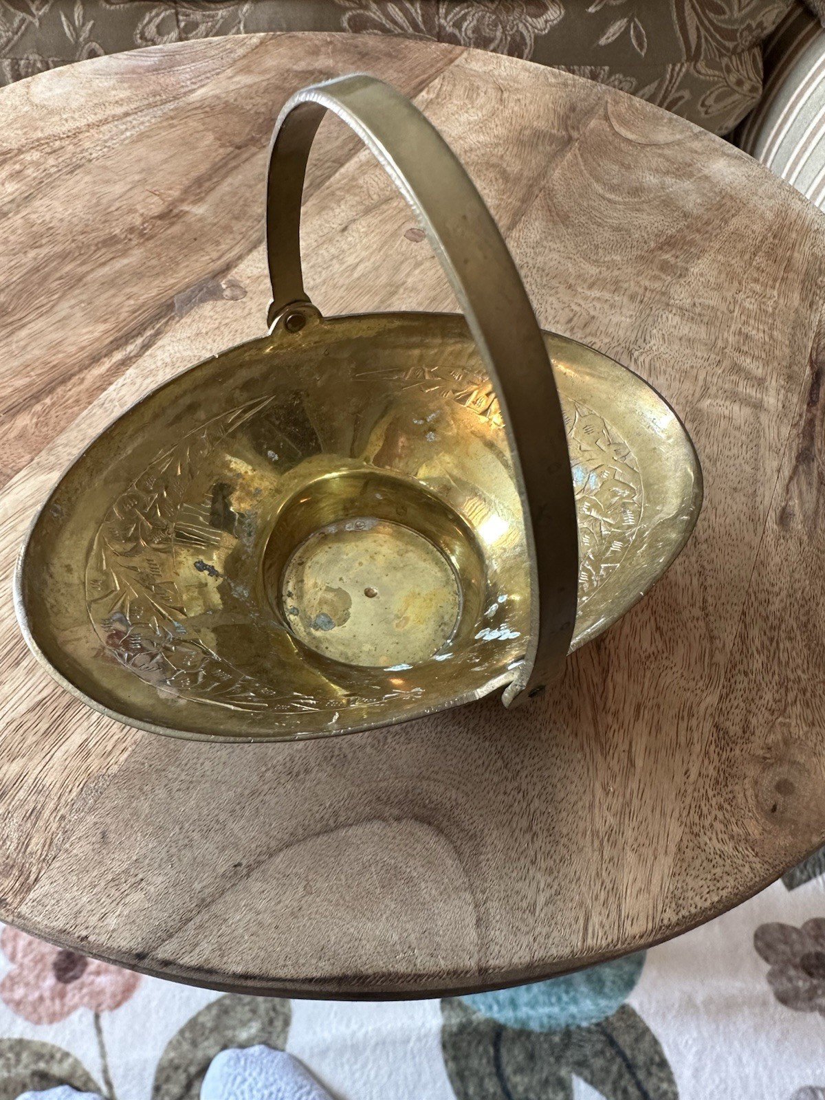 Vintage Mini Brass Basket Made in India