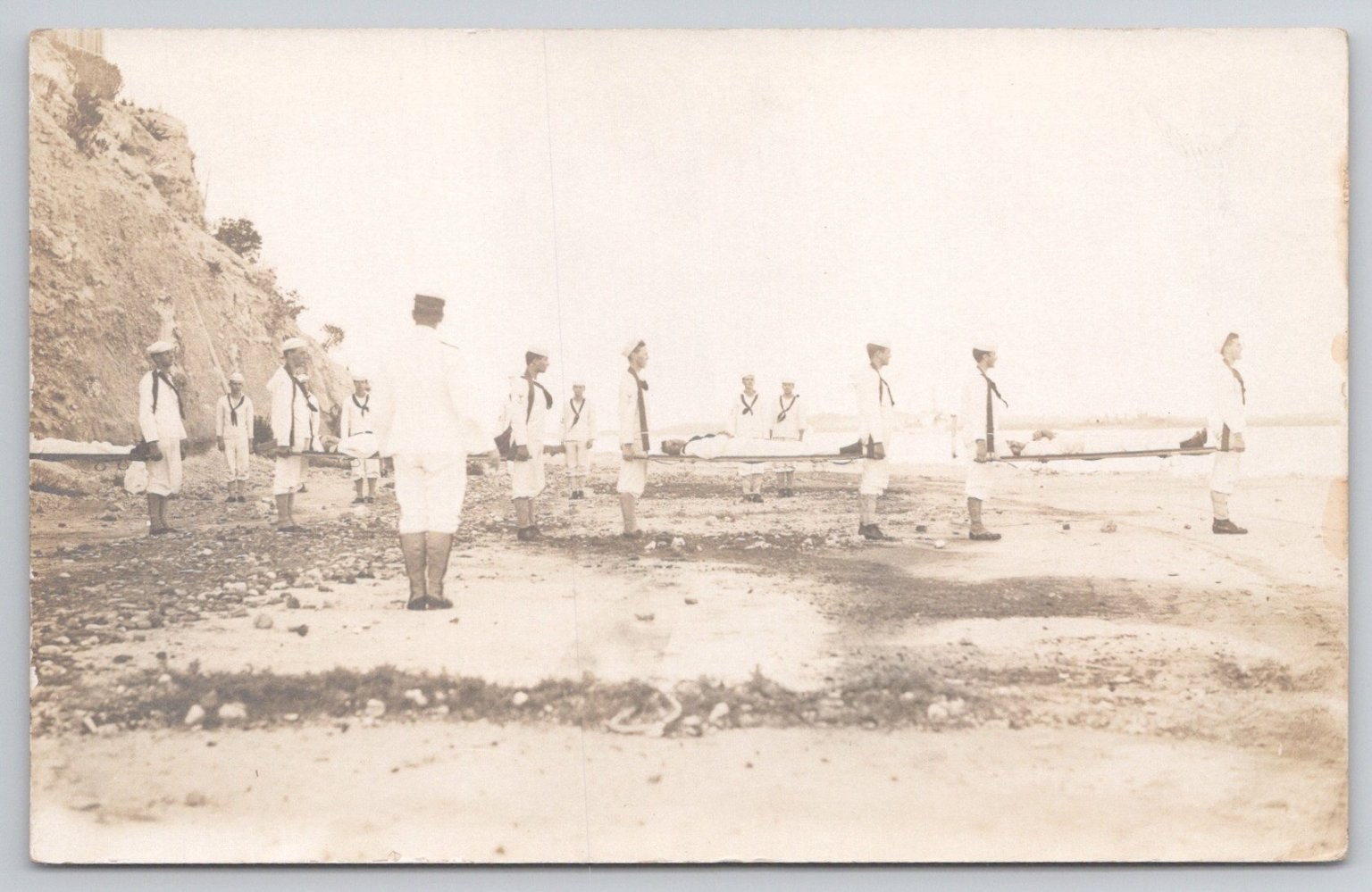 RPPC US Navy Sailors Guantanamo Bay Cuba Military WWI Era Postcard