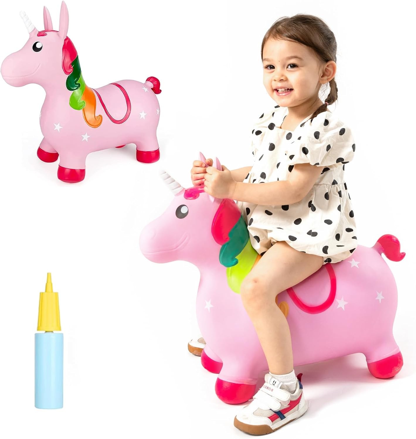 Unicorn Bouncy Horse Hopper Toys, Toddler Girl Inflatable Animal Hopping