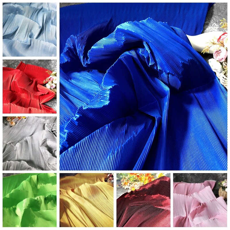 Satin Pleated Fabric Frill Crushed Plisse Stretchy Craft for Evening Dress DIY