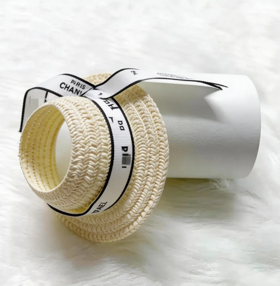 Designer Mini Straw Hats for Labubu & Similar-Sized Plush Dolls - Luxury Ribbon