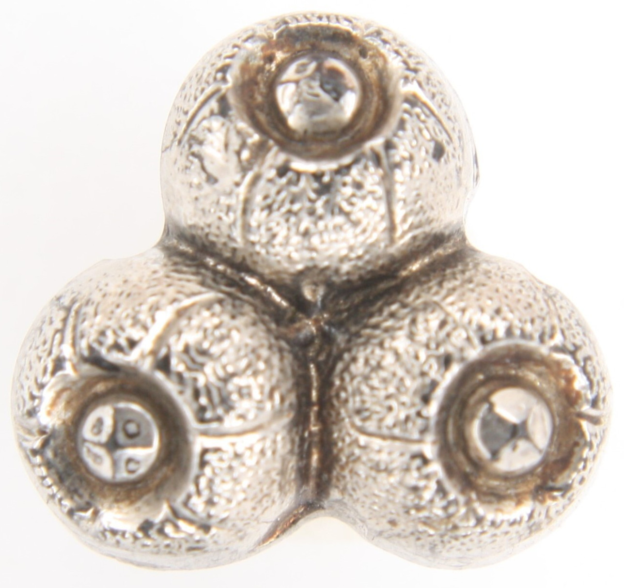 C1880 Victorian Glass Silver Luster Realistic Button Mistletoe Hawthorn Berry