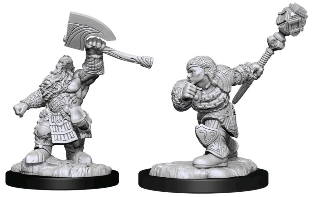 Magic: The Gathering - Unpainted Miniatures Dwarf Fighter & Dwarf Cleric - WizKi