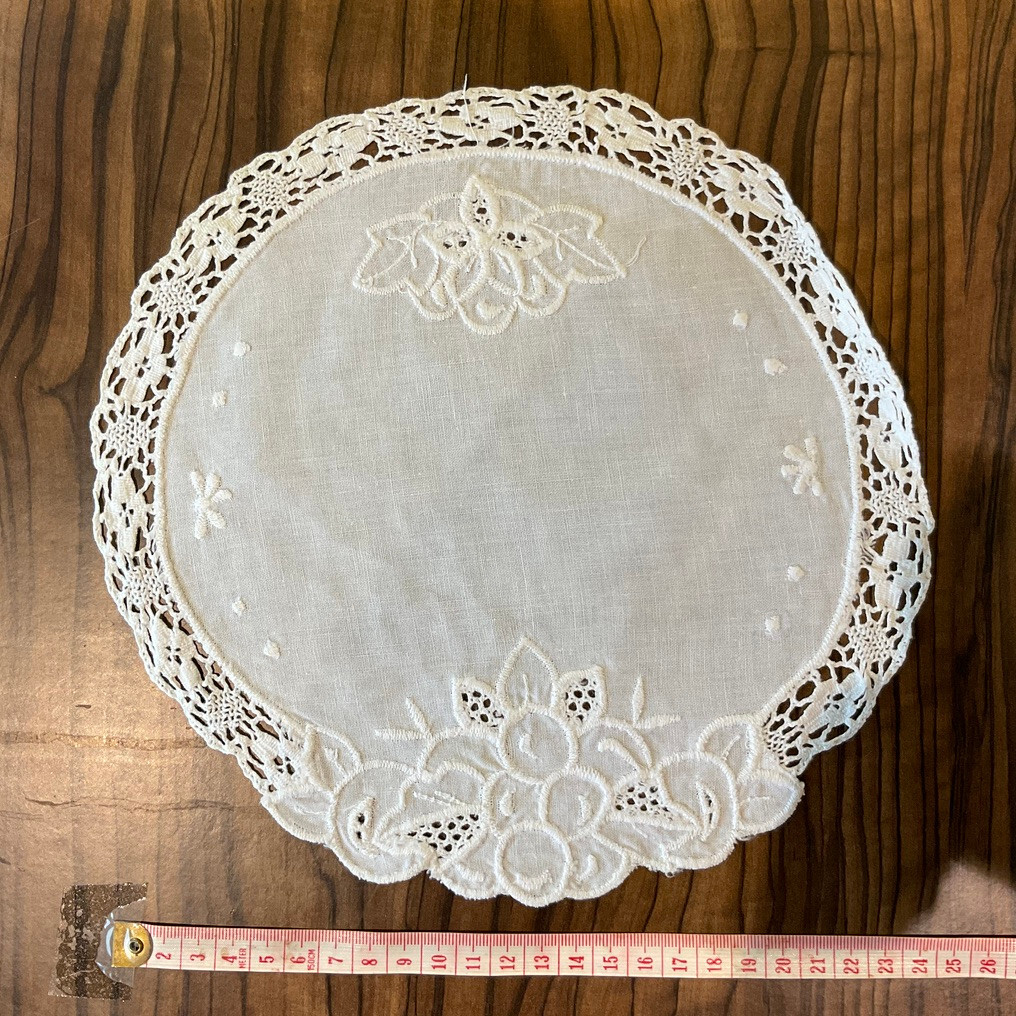 Vintage Handmade  crocheted  Doily cottage core - 9 1/2 inch / 24 cm