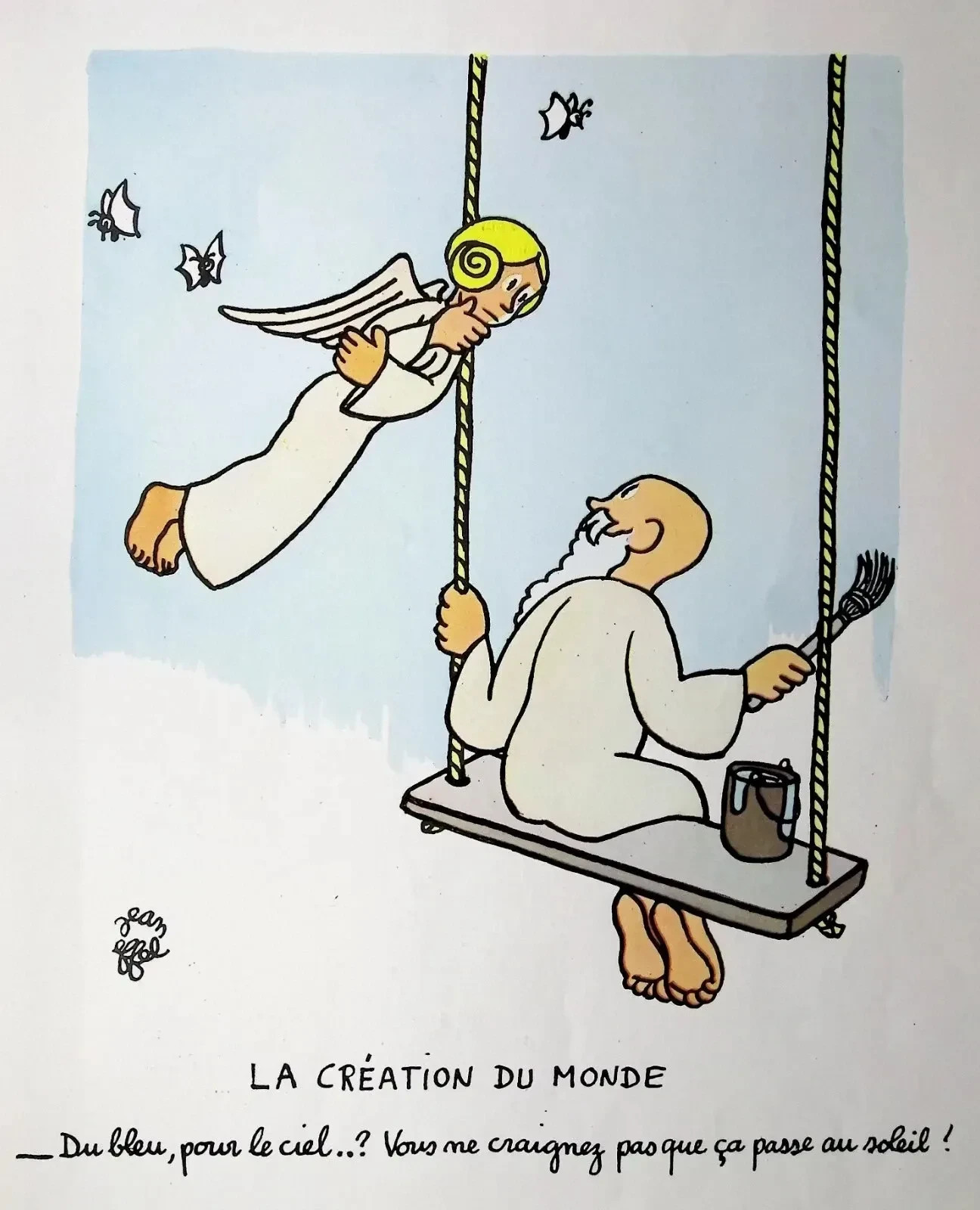 [HUMOUR] Jean EFFEL: La création, signed humorous lithograph, 1953