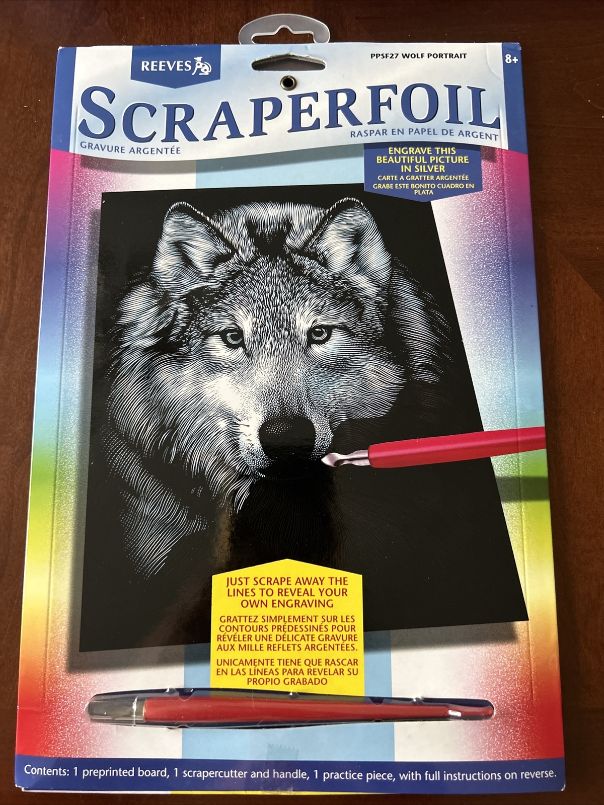 Vintage Reeves Scraper Foil Rare Wolf Portrait PPSF27 With Scrape cutter New