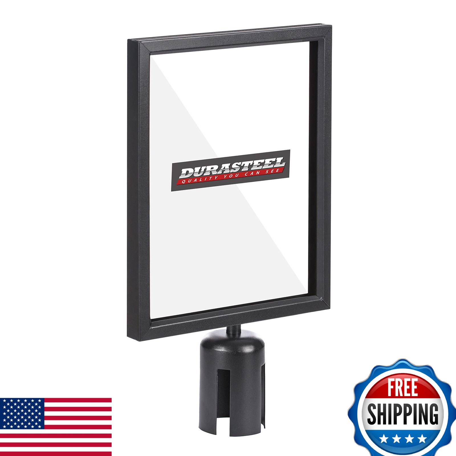 DuraSteel Stanchion Sign Holder 8.5x11 Portrait Double Sided Plexiglass Display