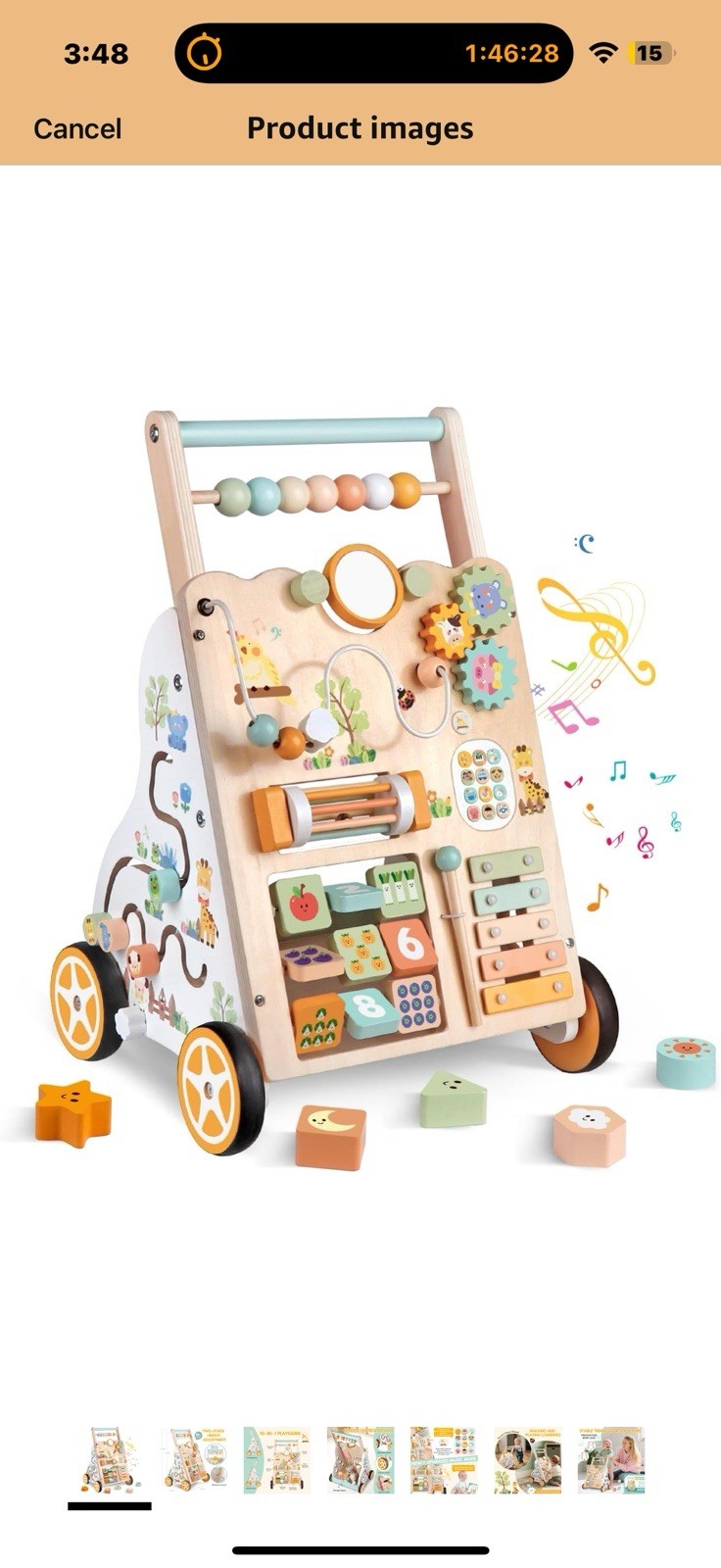 Multicolor Wooden Baby Walker 10-in-1 Playgame for 12 Months and Up
