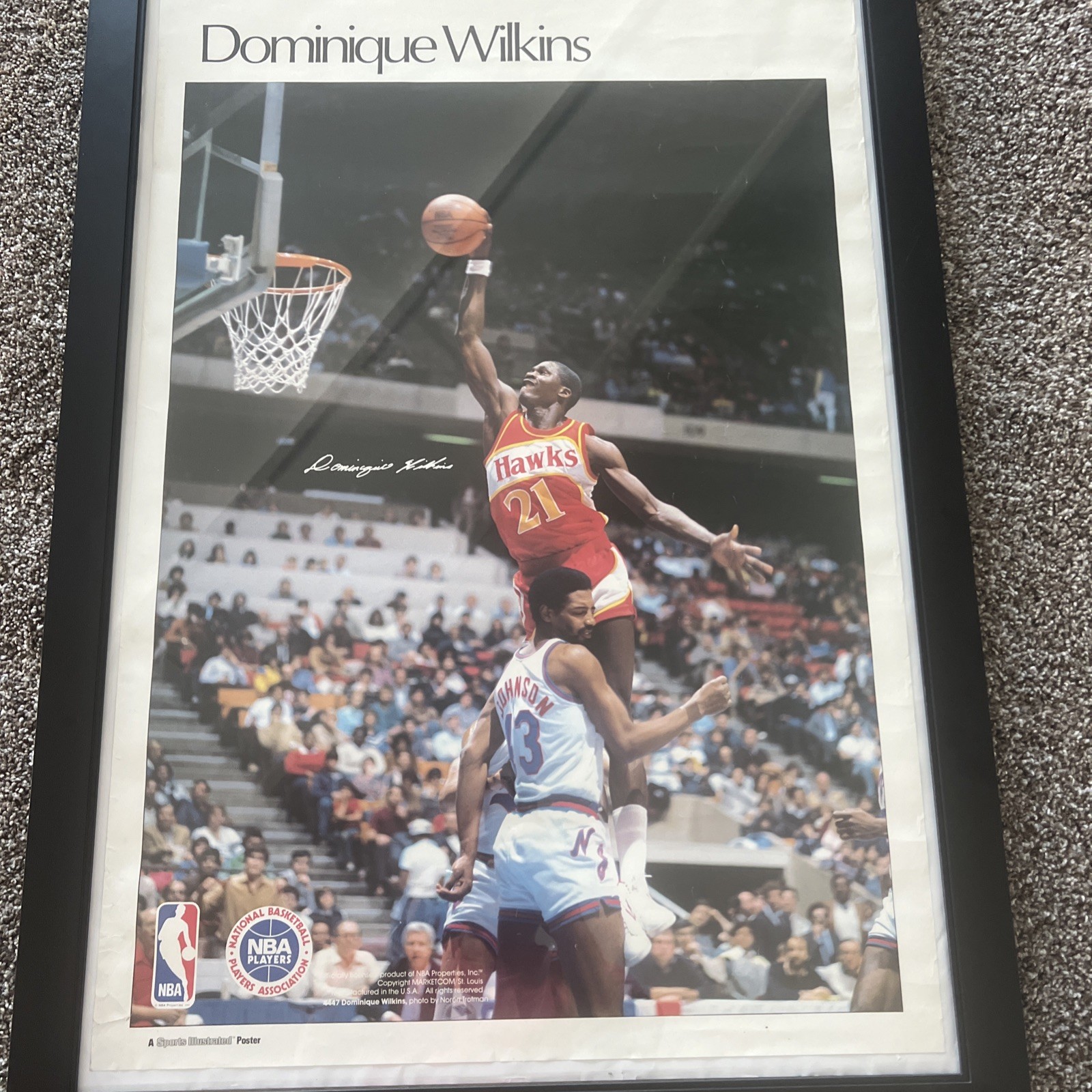 Vintage Dominque Wilkins Atlanta Hawks  Sports Illustrated Poster  23x34.5”