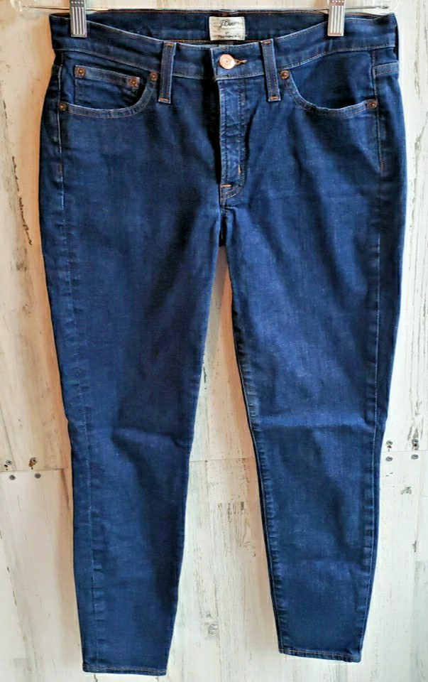 J.Crew Jeans Women Size 28 x 27.5 8" Toothpick Skinny Dark Wash Stretch
