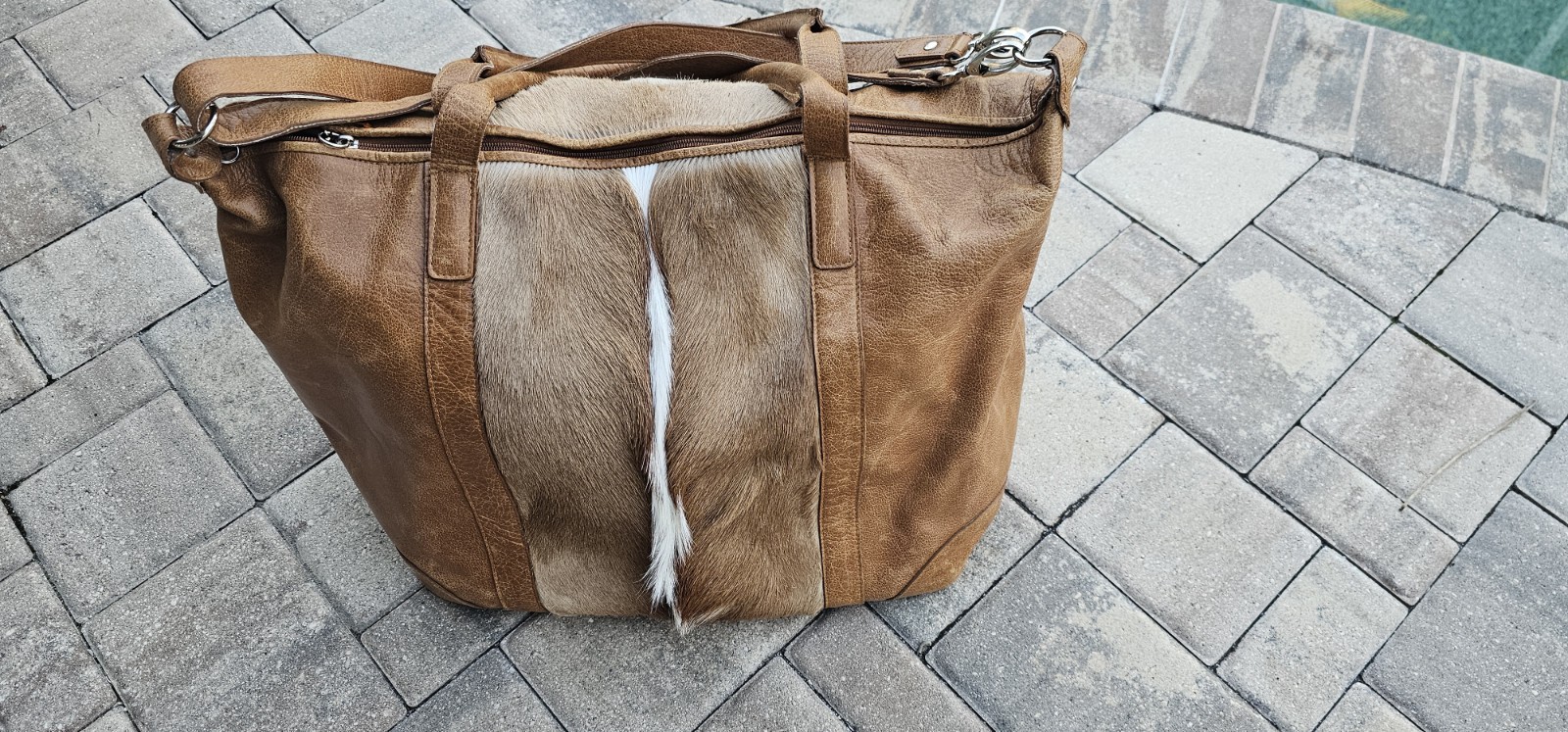  Purse / Carryon ZAZ Natural Cowhide Duffle Bag  Handmade Leather 