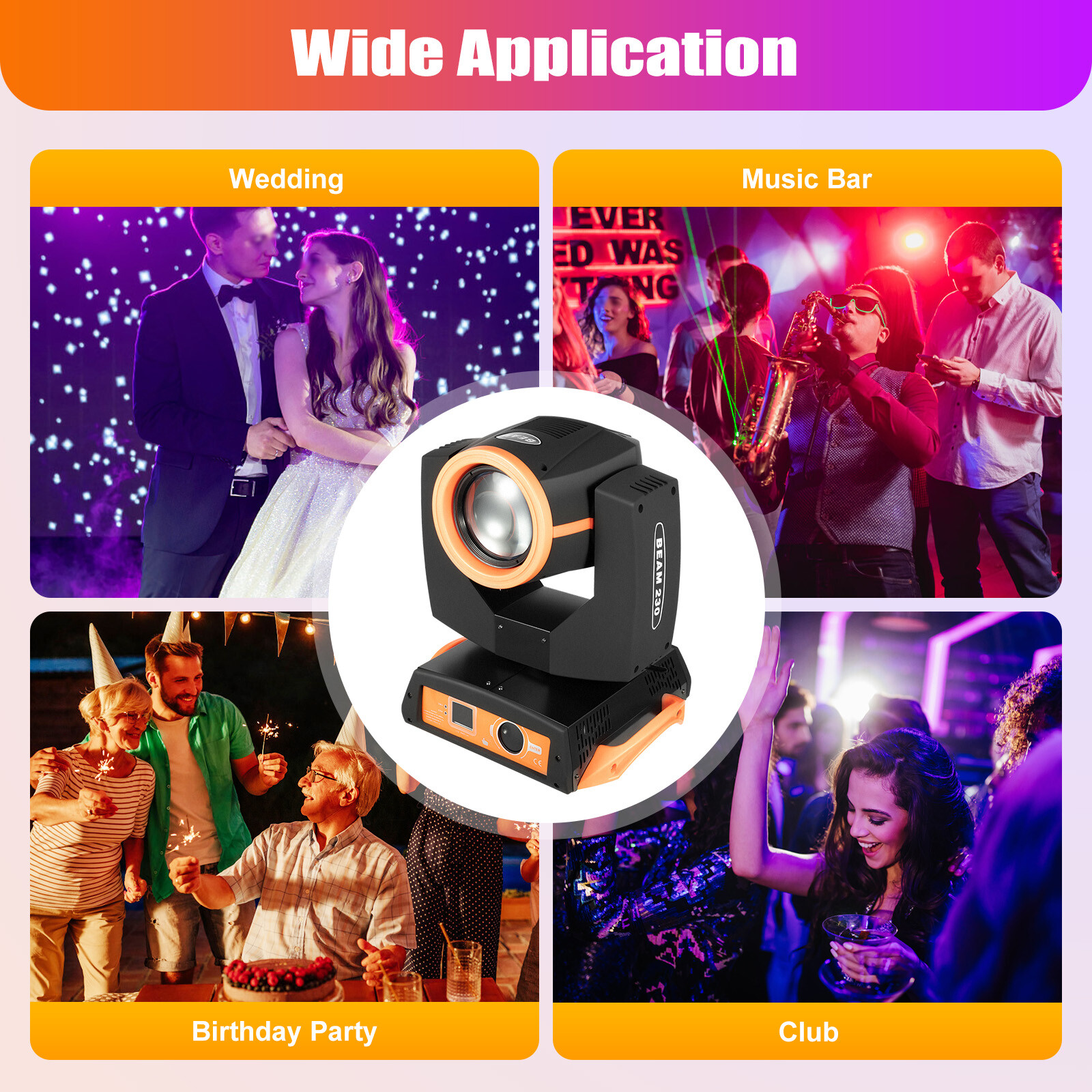 7R Sharpy 230W Zoom Moving Head Beam Light 8+16Prism Strobe DJ Stage Party Light