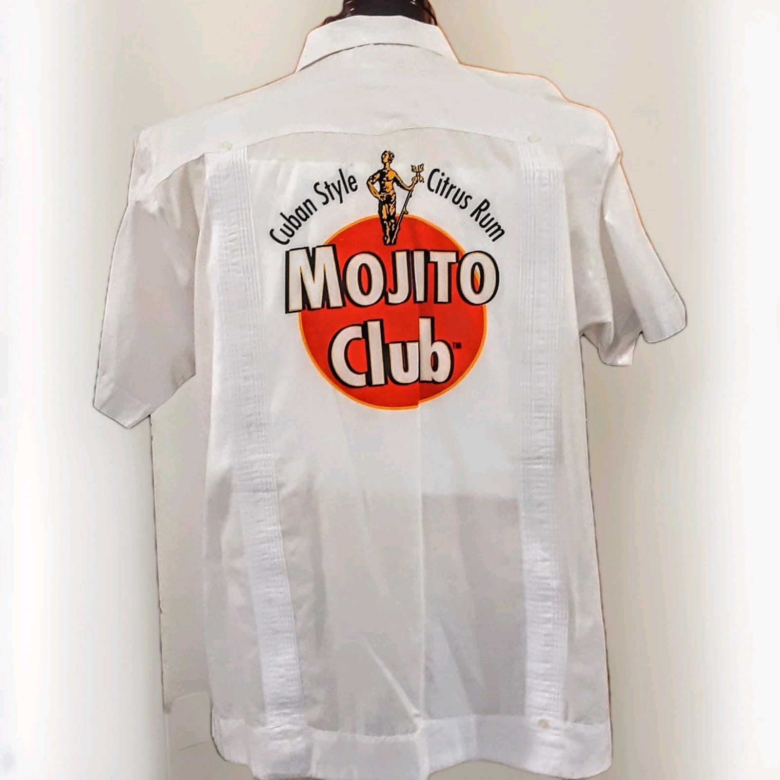 Mojito Club Cuban Style Citrus Rum White Guayabera / Camp Shirt XNT sz Lrg 