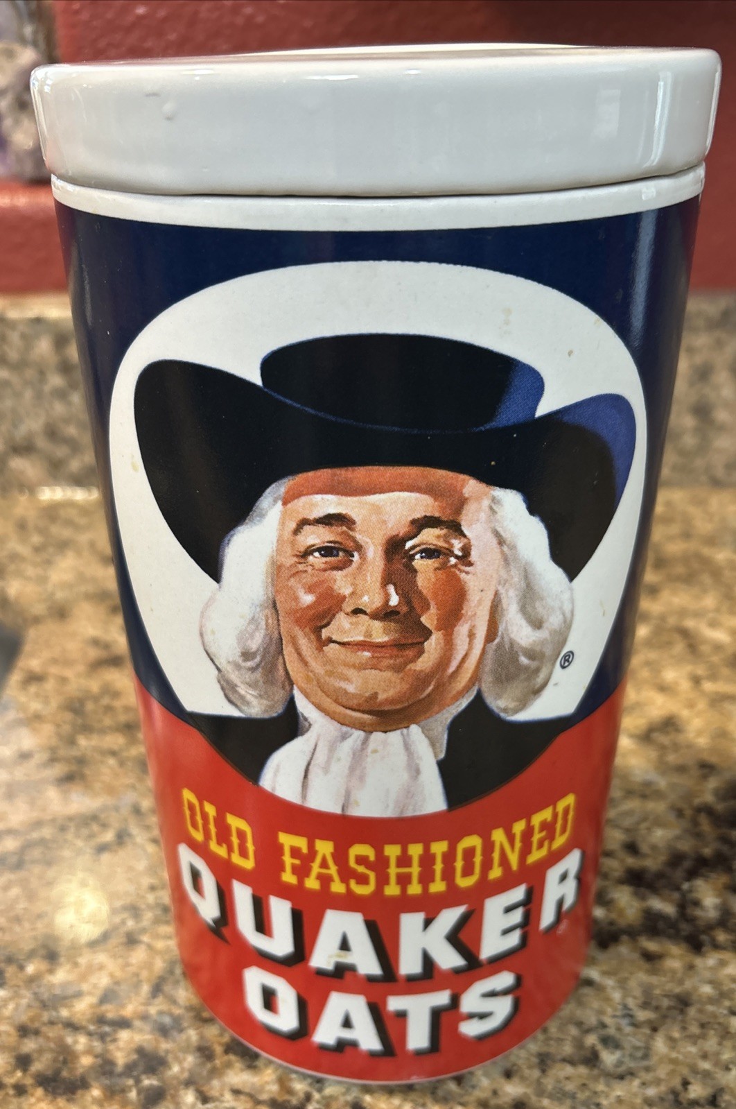 Vintage 1977 Quaker Oats Old Fashioned Oatmeal Ceramic Cookie Jar