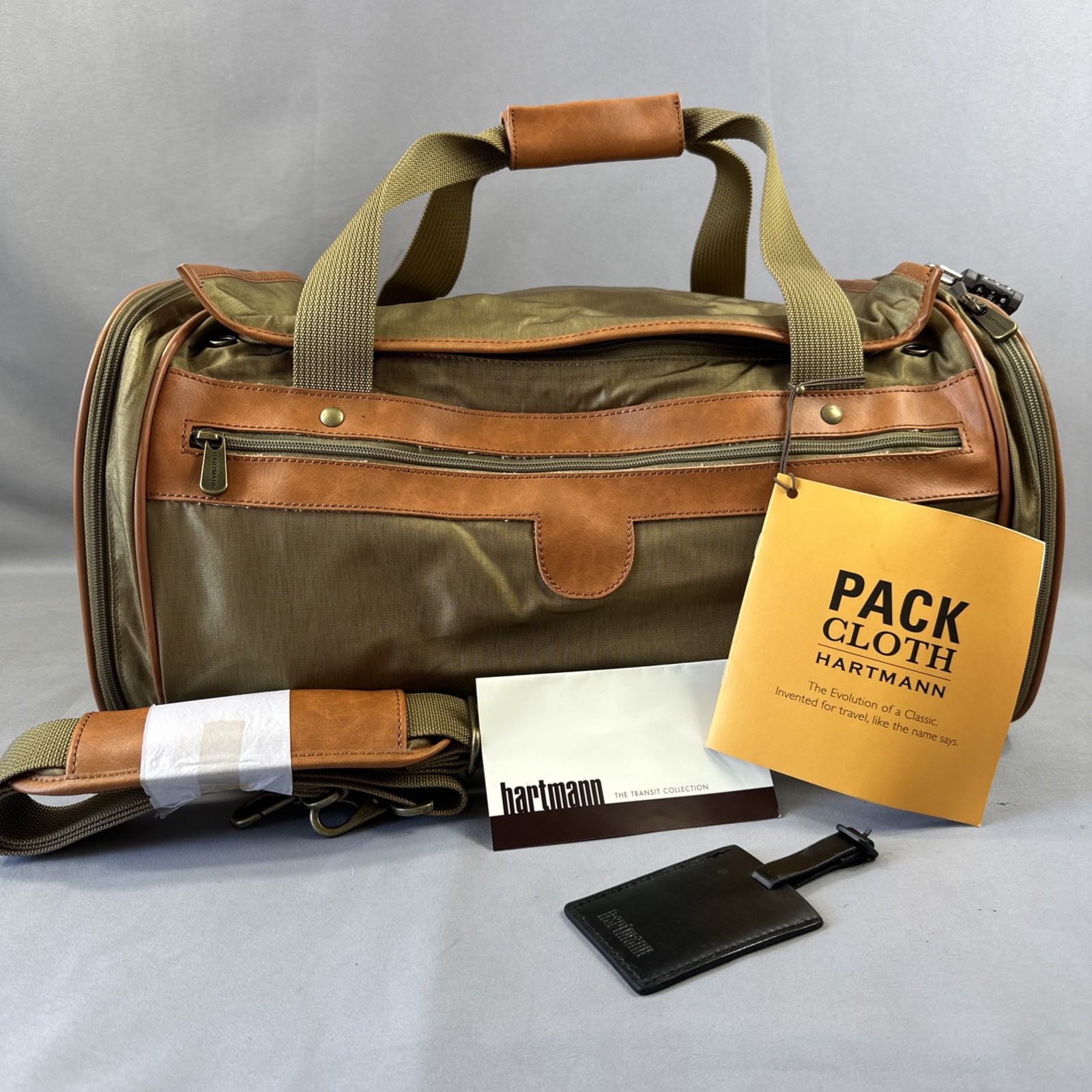 Vintage Hartmann Packcloth Club Bag- Khaki-Conveniently Lightweight 20” New