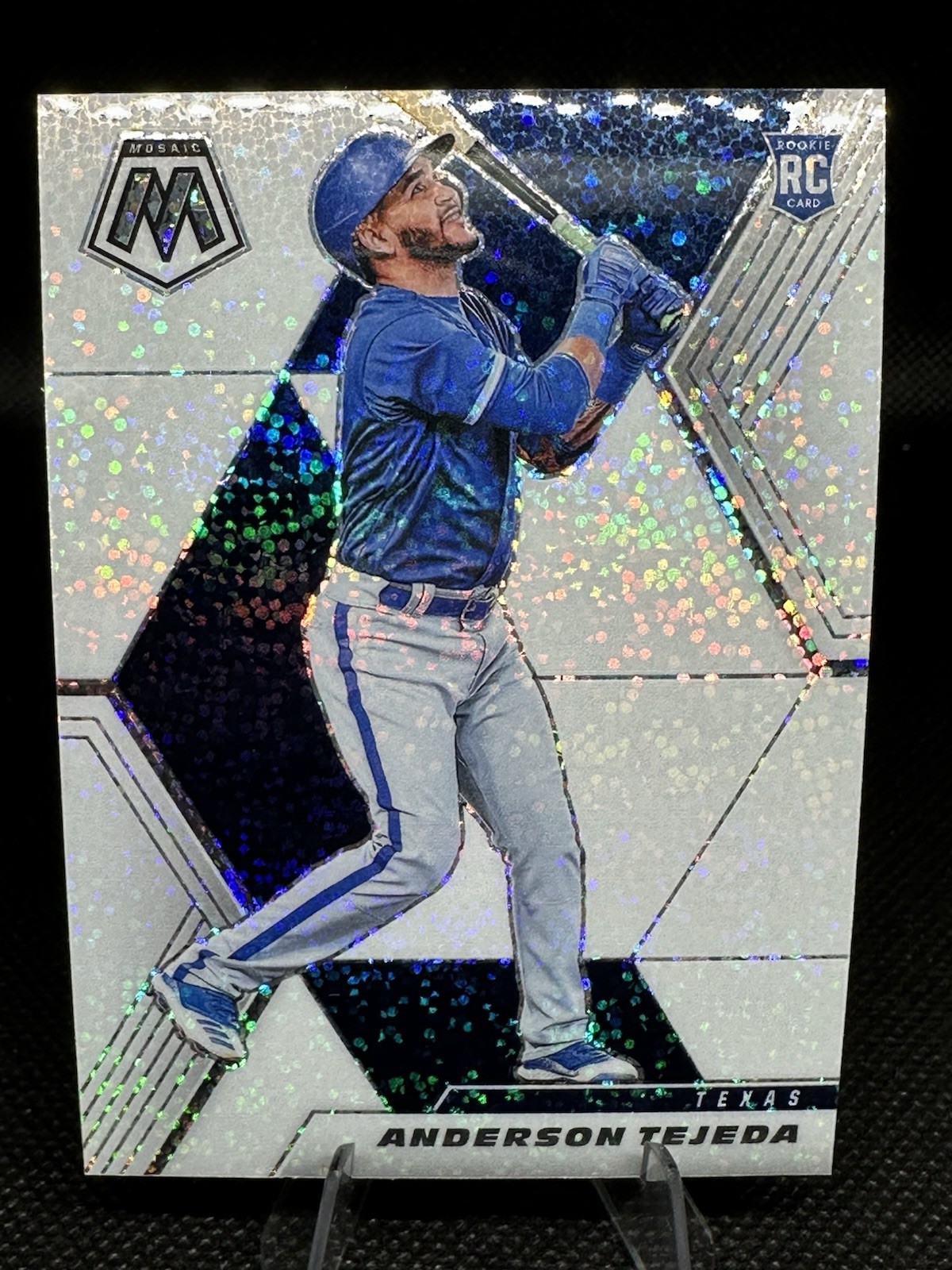 Anderson Tejeda 2021 Panini Mosaic Baseball White Sparkle Prizm RC Rangers