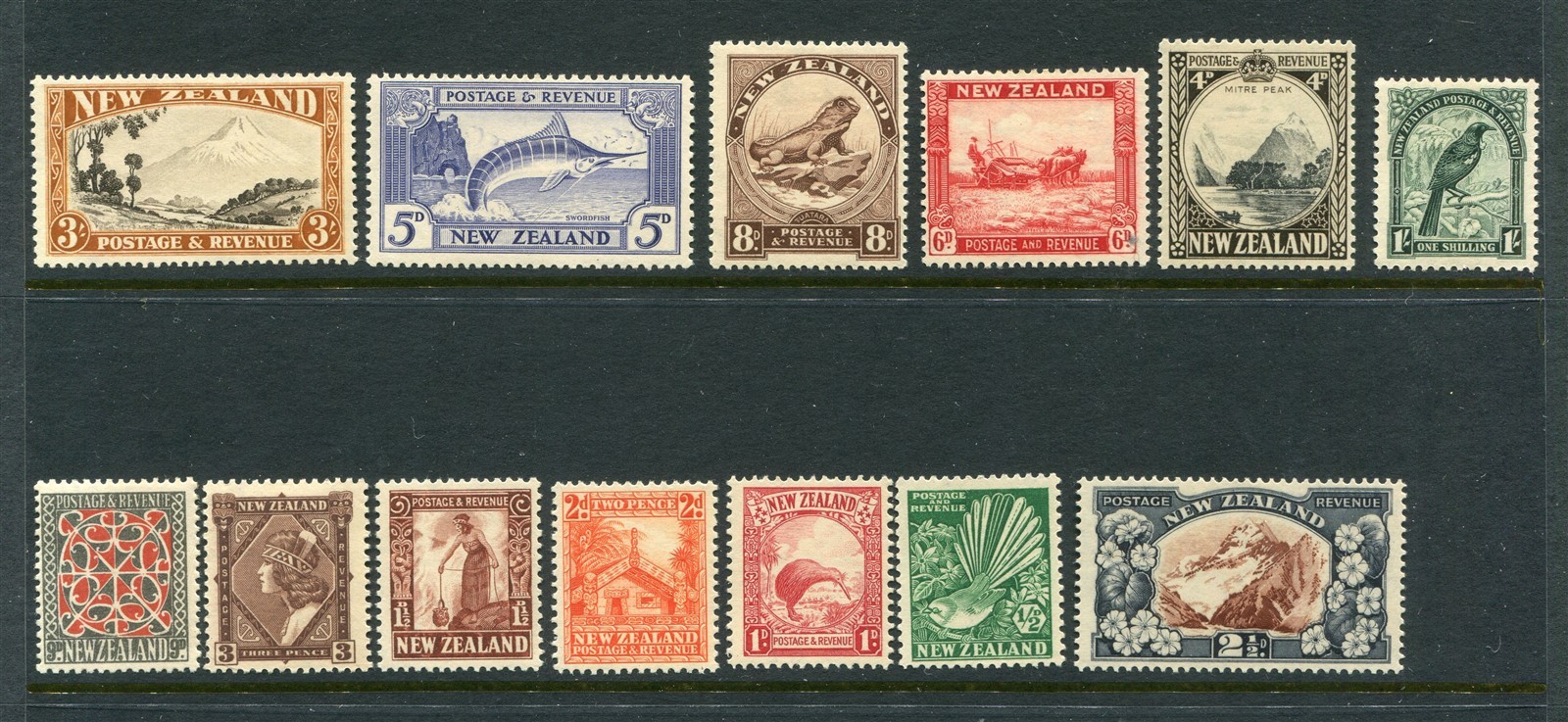 New Zealand #203-216 Pied Fantail Complete Set [Mint Hinged]