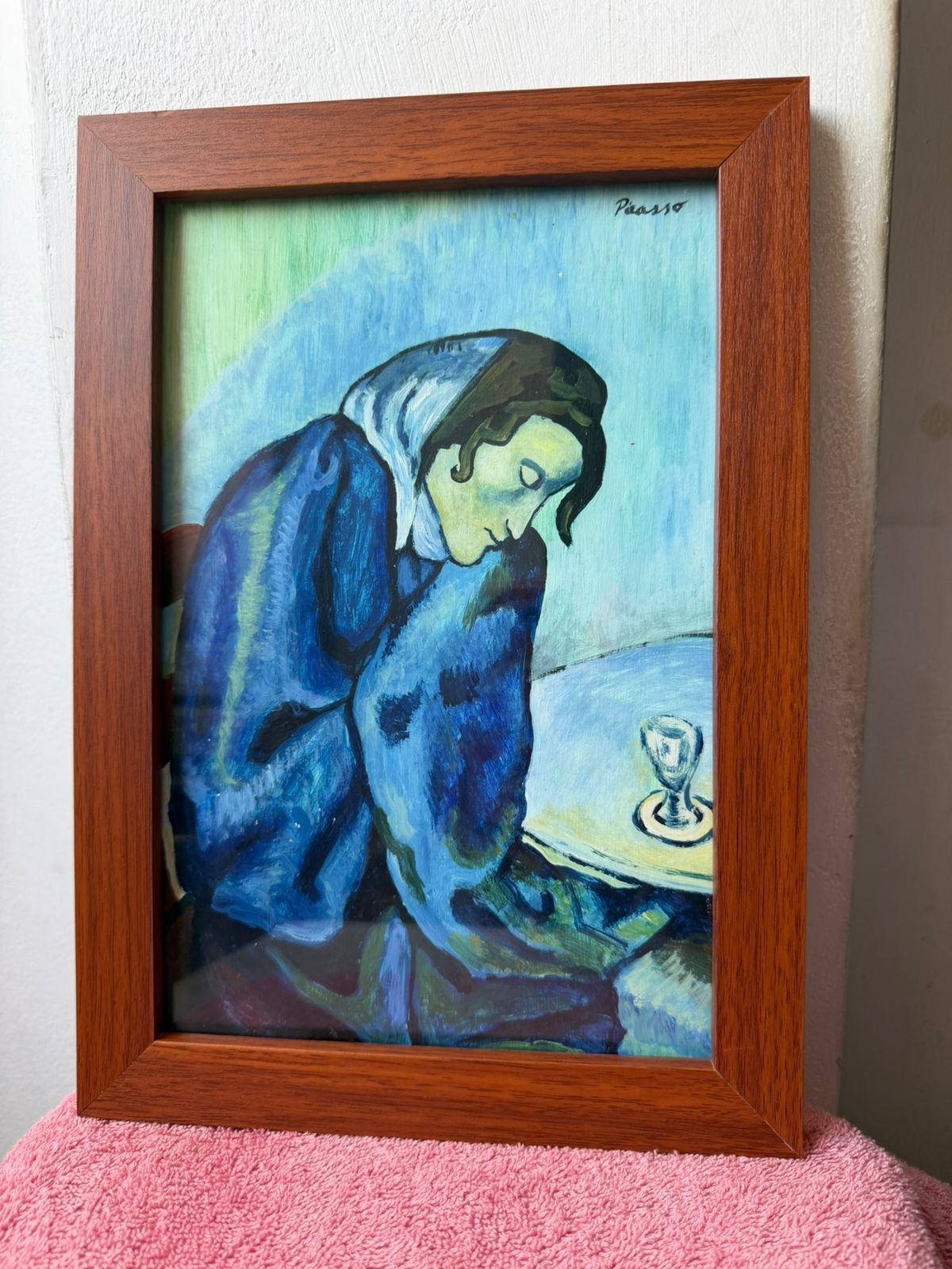 pablo picasso , framed oil painting on wood, sealed and signed.