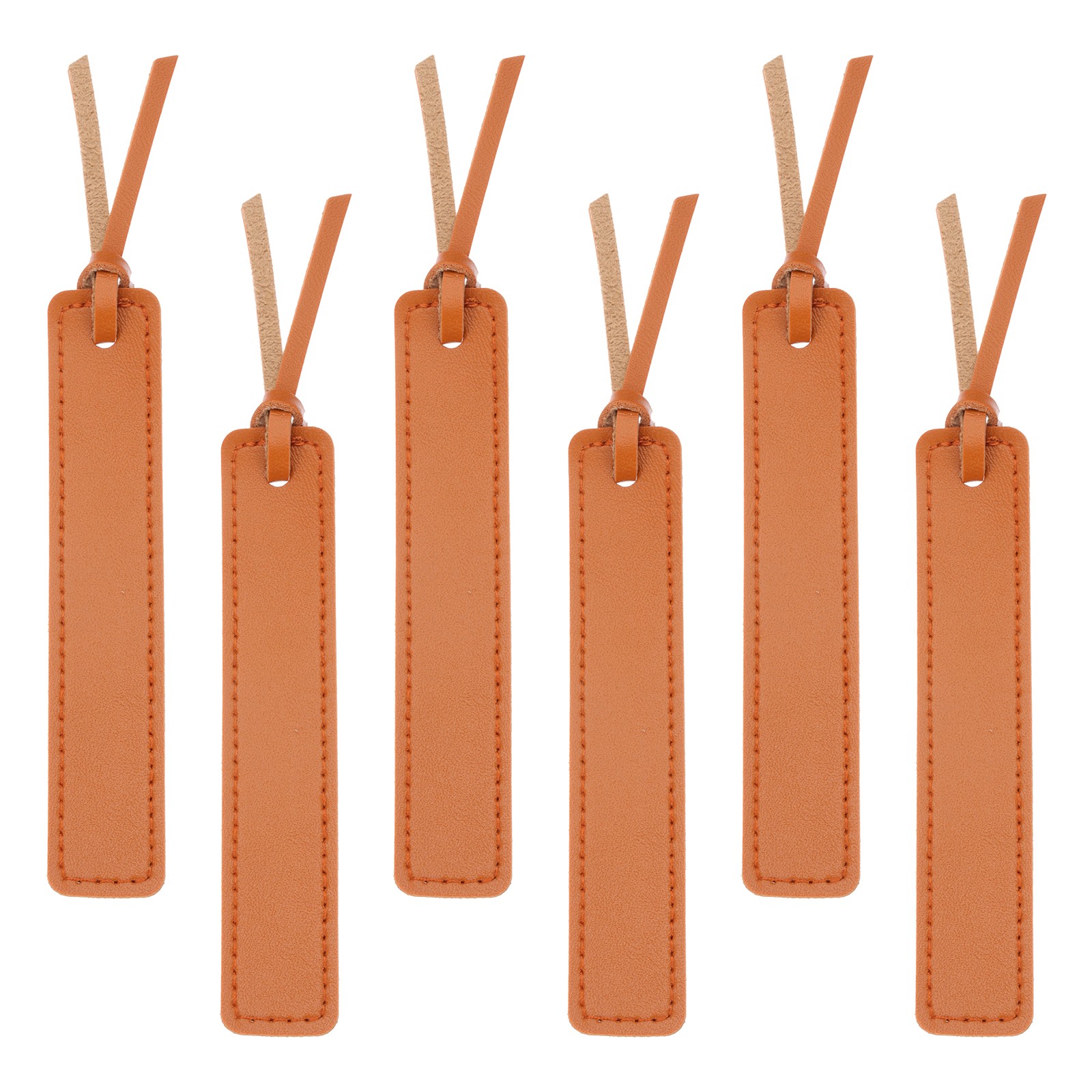 Leather Bookmarks, 6Pcs Rectangle Book Marks Page Markers, Light Brown