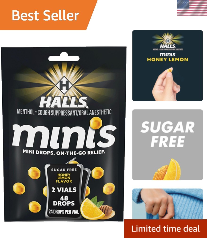Minis Honey Lemon Flavor Sugar Free Cough Drops, 48 Drops