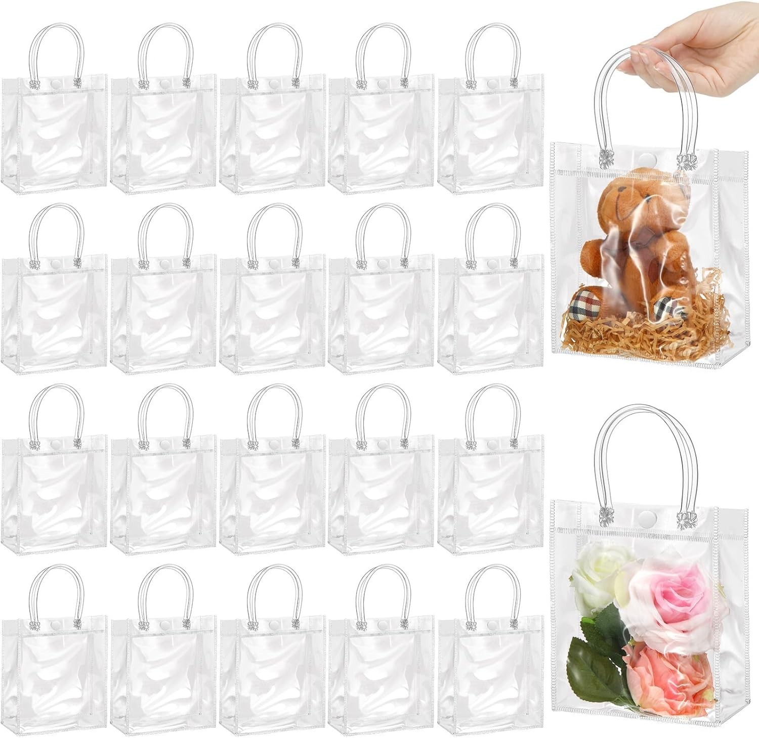 20 Pack Clear Plastic Gift Bags Wedding Favors Party Favor Bags Small 5.1" L x