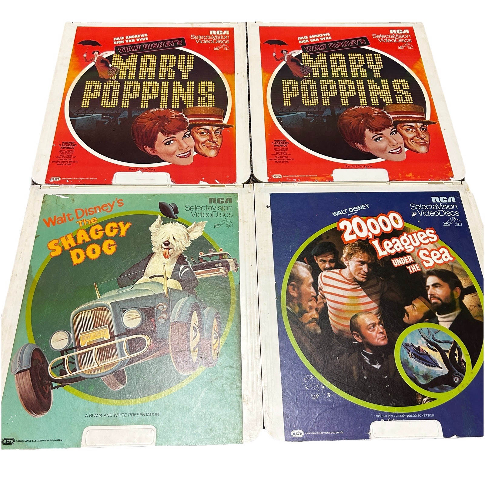 CED Video Disc Lot Disney Mary Poppins Shaggy Dog 20000 Leagues Selectavision