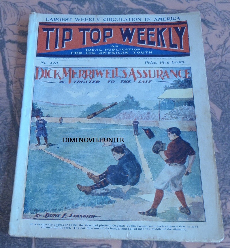BASEBALL BATTER CATCHER COVER TIP TOP WEEKLY #420 DIME NOVEL FRANK MERRIWELL