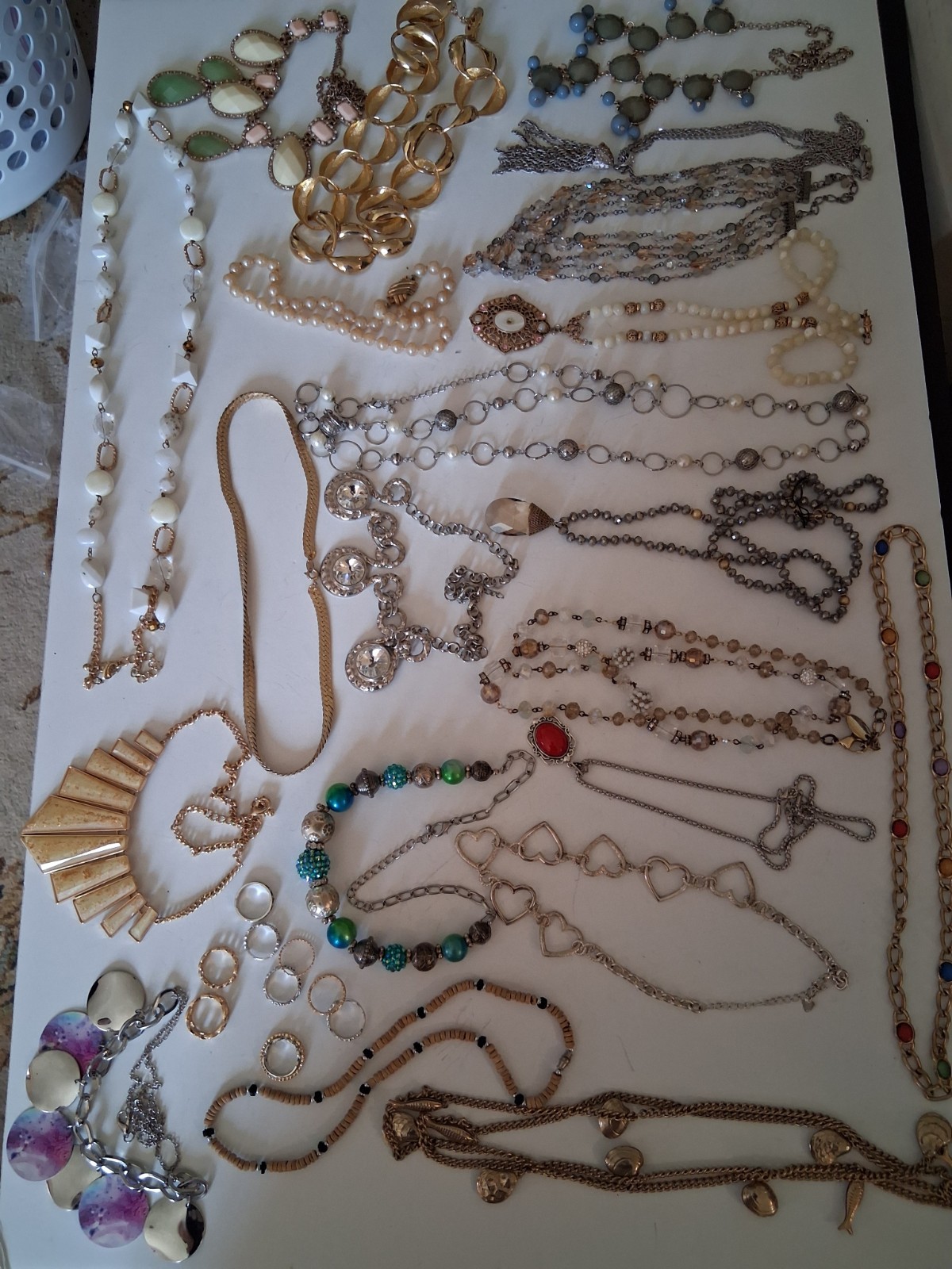 Fashion Jewelry Mixed Lot Necklace Bracelet Ring 20+ Pieces Multicolor Metal