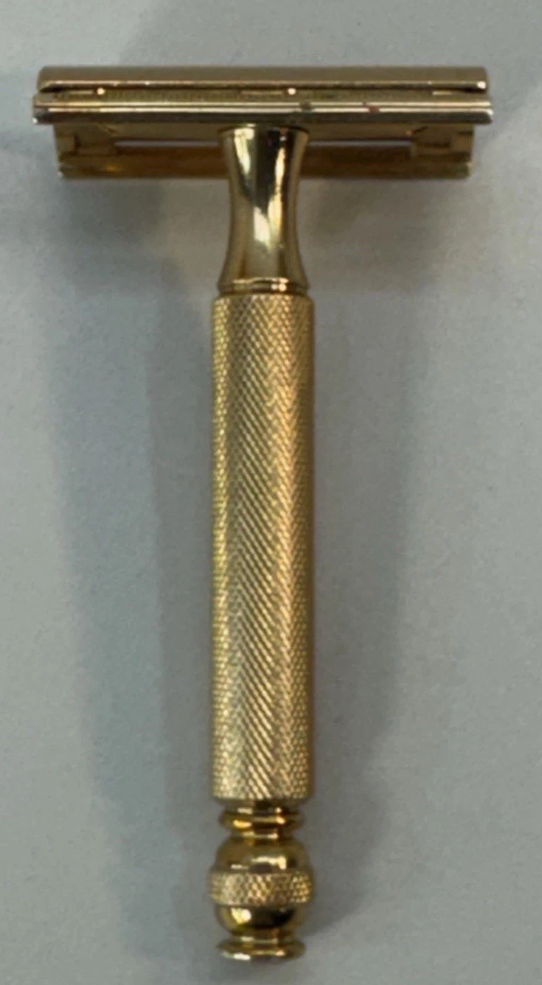 GILLETTE 3-Piece Gold Plated Ball-End TECH Safety Razor - Excellent Condition