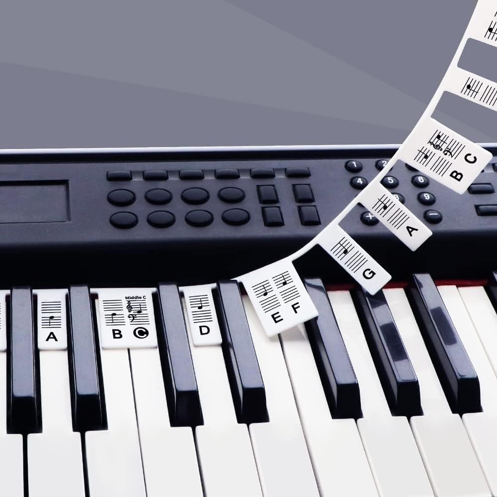 Removable Piano Keyboard Stickers for 61 Key Full Size silicone-black-61key 