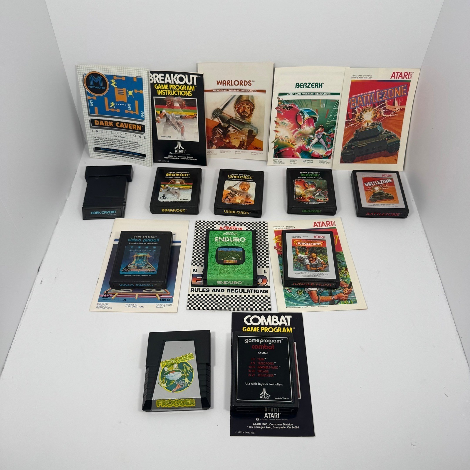 Atari 2600 Game Lot w/ Manuals – Frogger, Combat, Breakout, + More – Untested