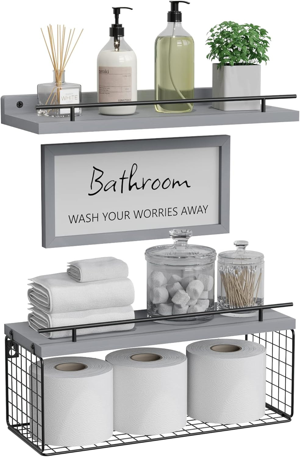 Floating Shelves for Wall Decor Sign, Bathroom Organizers and Storage, Bathroom 