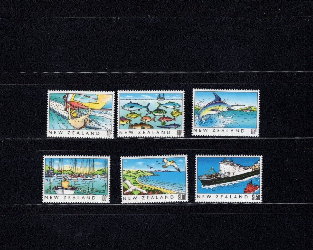 New Zealand 967-69 Ships Wind Surfing Fish 1989 VF MNH Complete Set LC