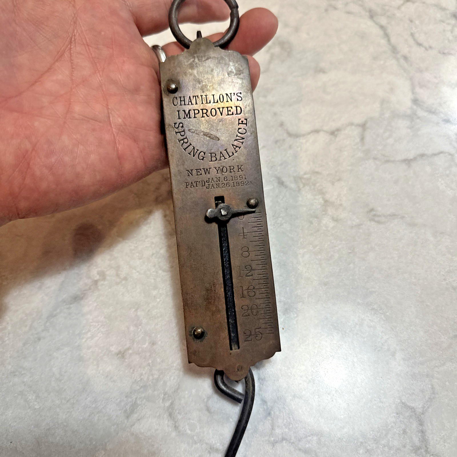 Vintage/Antique Chatillon's Improved Spring Balance 25 Lb. Scale Brass w/Hook