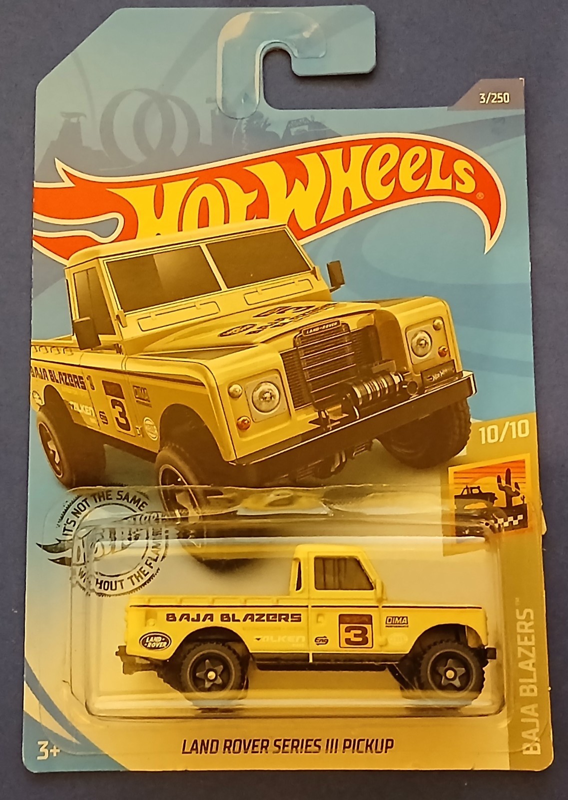 HOT WHEELS LAND ROVER SERIES III PICKUP, CREAM, LONG CARD.
