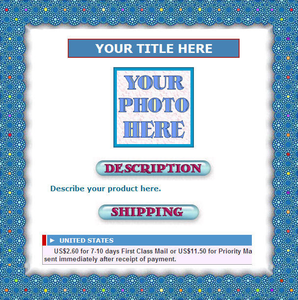 AUCTION TEMPLATE Dots Pattern Turquoise Design Border - FREE SHIPPING