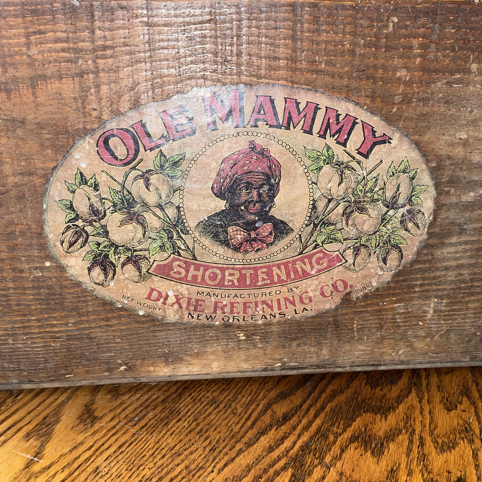 Antique Primitive Shortening Box Crate Dixie Refining Co New Orleans LA Folk Art
