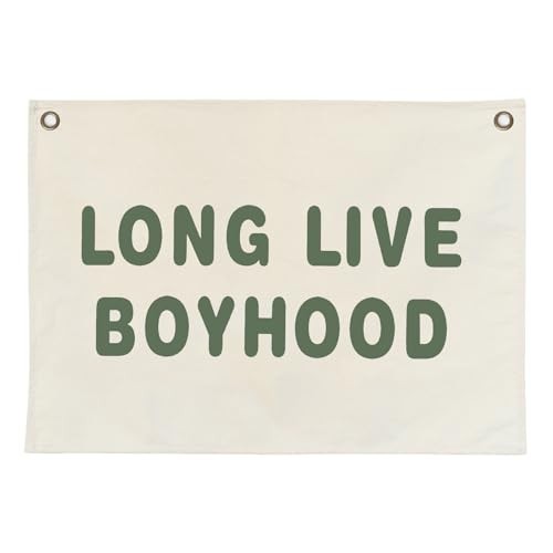 Canvas Banner Hanging Flag Banner for Nursery and boyhood（olive letter）