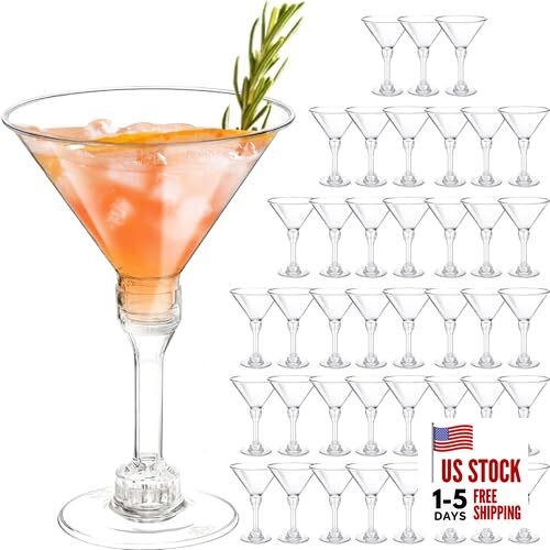 40 Pack Plastic Martini Glasses 5 Oz Disposable 40PCS TALL Martini Glasses