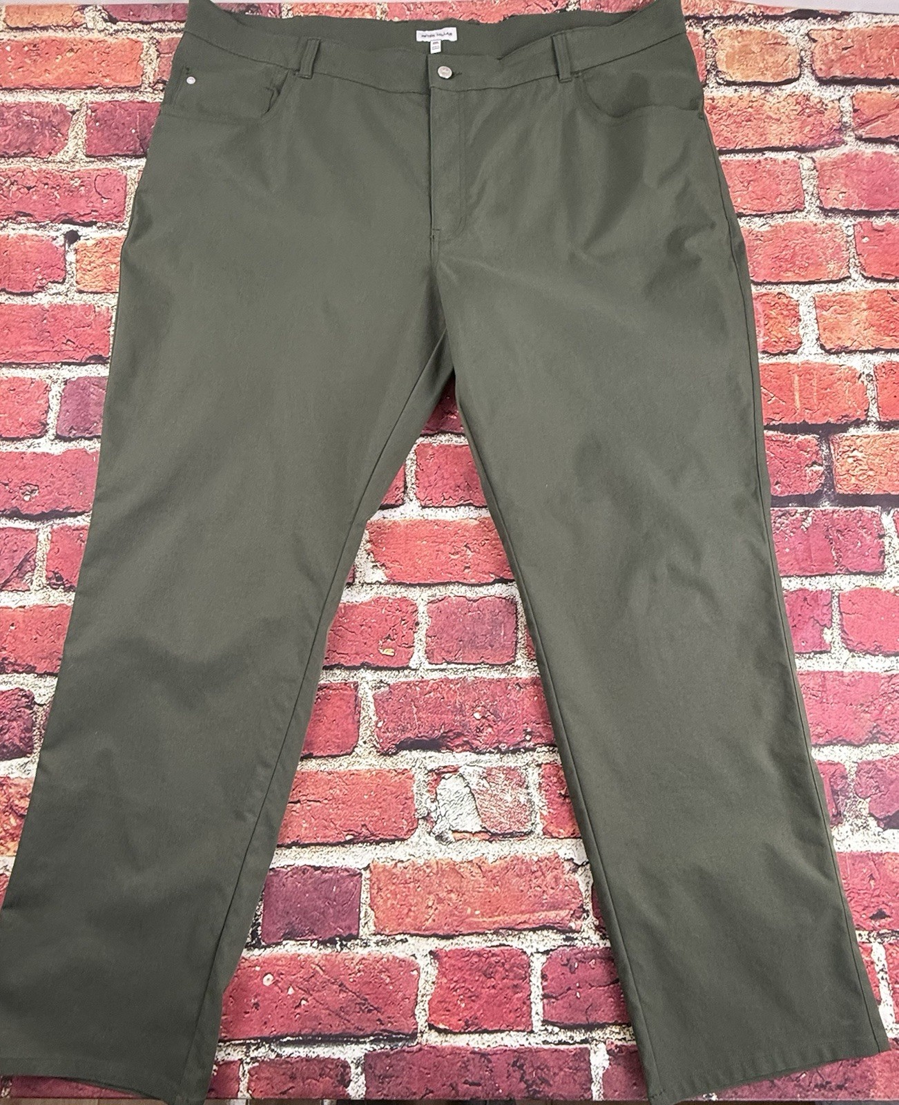 Peter Millar EB66 Pants 48x34 Olive Green Classic Fit Chino 5 Pocket Stretch