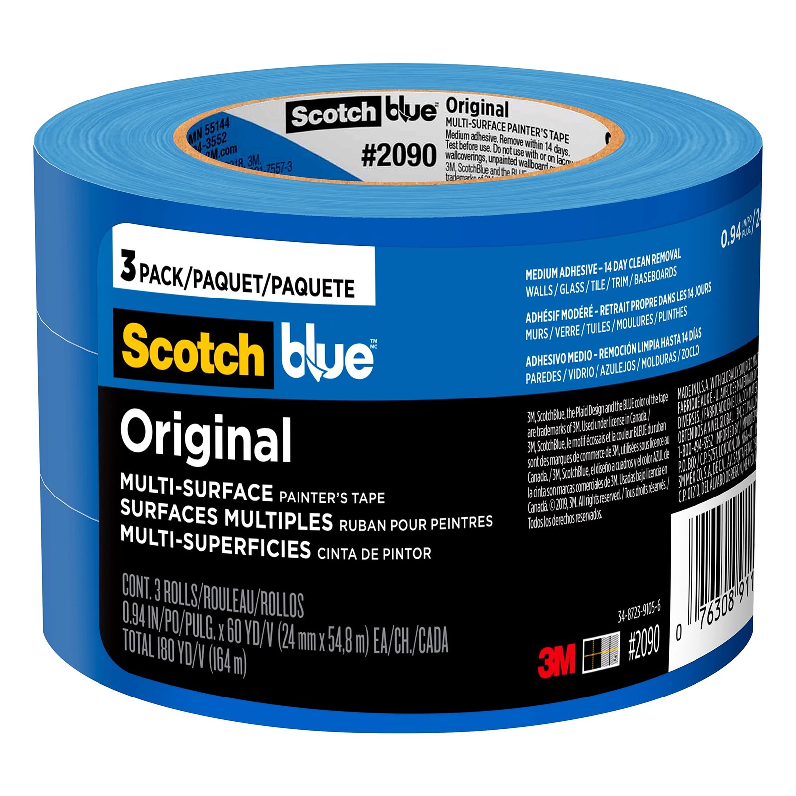 Original Multi-Surface Painters Tape, 1 Inch Wide (0.94 in. x 60 Yds), 3 Roll...