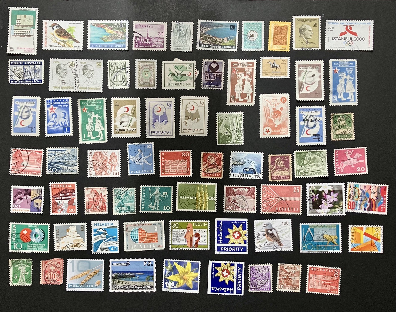 Selection of Miscellaneous Stamps from TURKEY, SWITZERLAND & SWEDEN (M-48)