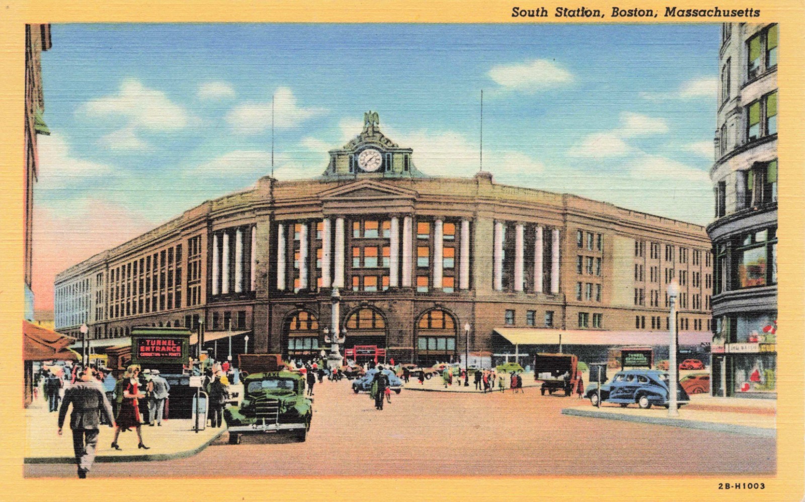 South Station Boston MA Massachusetts Linen Postcard AE/37
