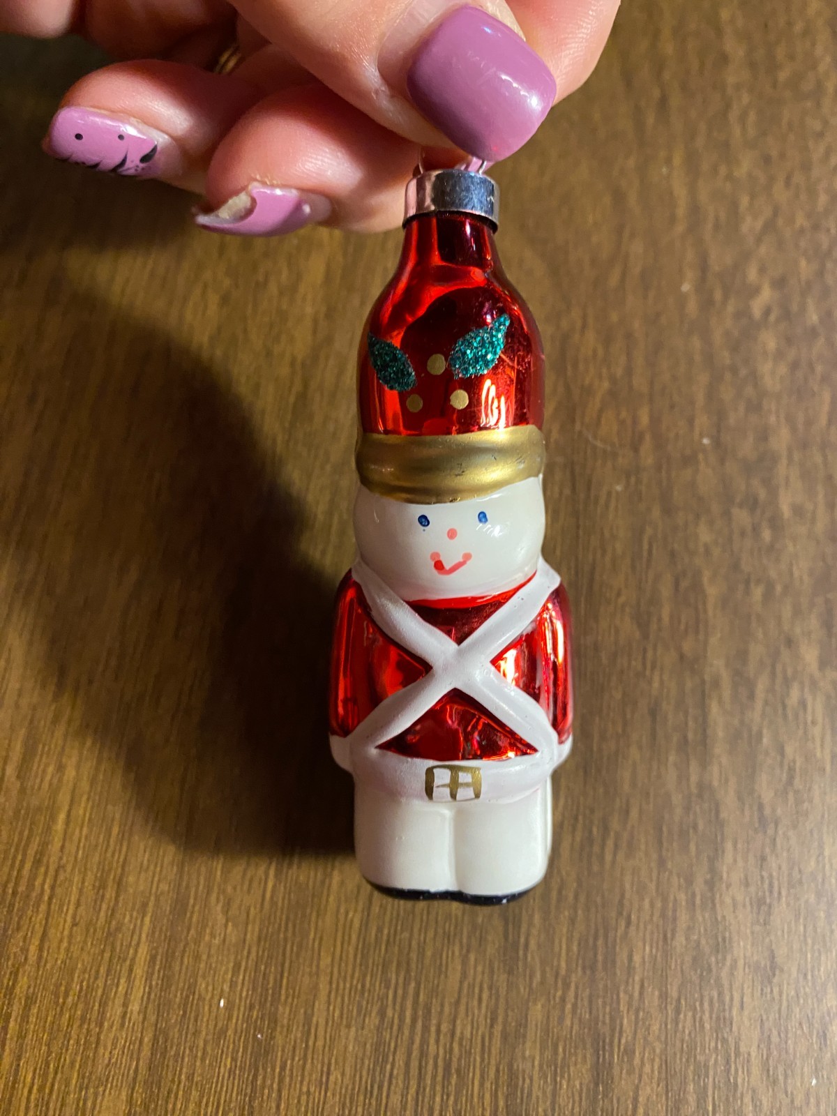 Blown Glass Soldier Nutcracker Christmas Ornament 3 1/4"