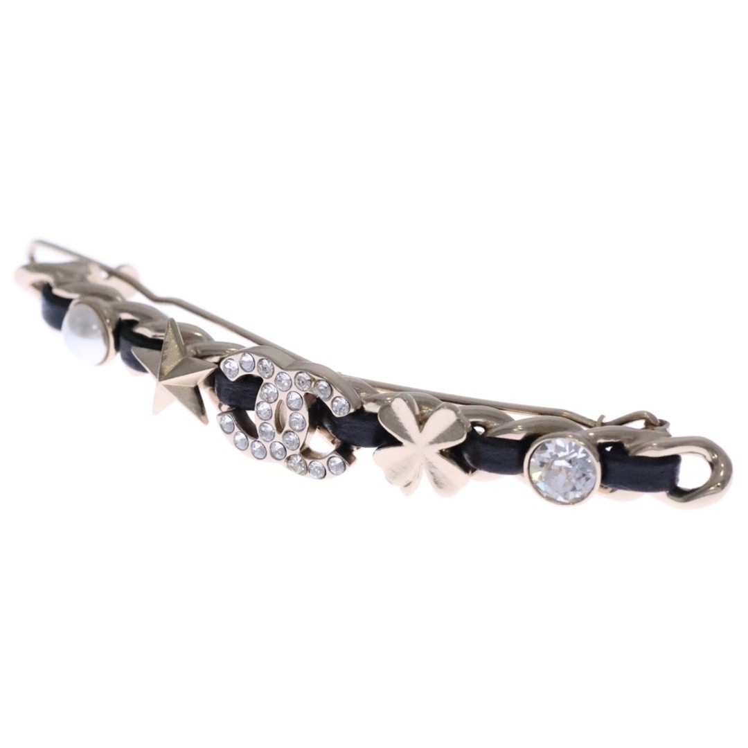 CHANEL Coco Mark Rhinestone Barretta Black Gold B20B Used 682ac527cd925c2f86bc40