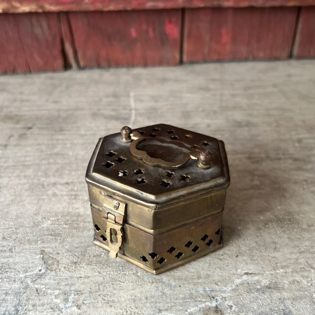 Small Vintage Brass Ornate Container - 1 3/4" High, 3" Wide - Versatile Trinket