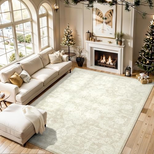 Washable Rugs 8x10 Area Rugs, Soft Vintage Living Room Rug with Anti-Skid 
