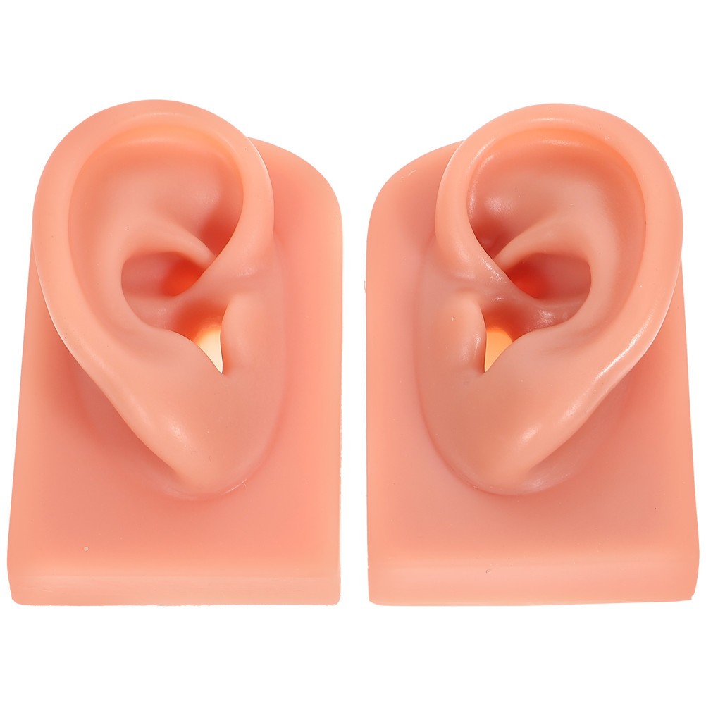 2 Pcs Silicone Practice Ear Piercing Models Artificial Reusable Ear Simulation